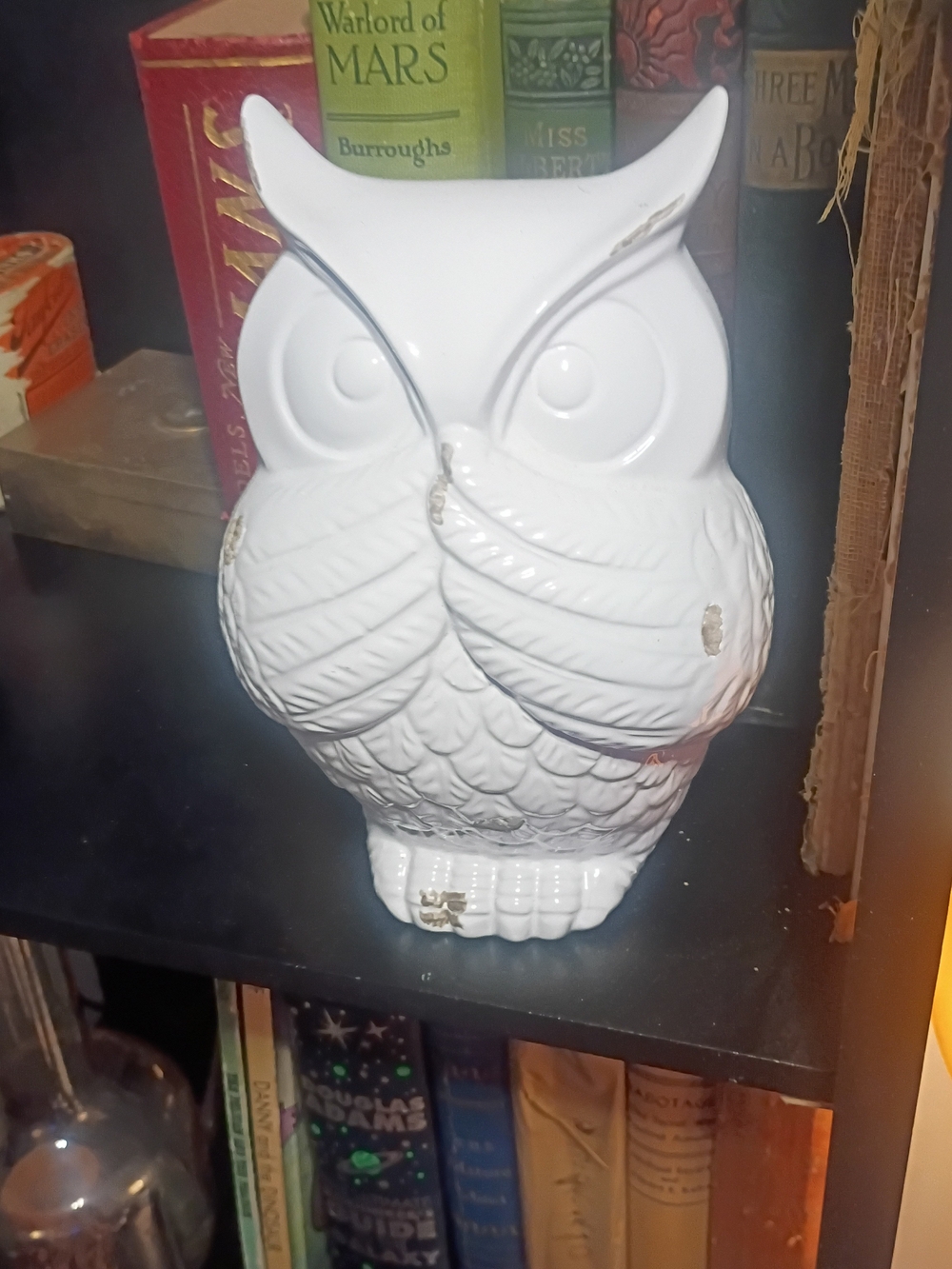 Pier 1 White Gloss Ceramic Owl Figurine